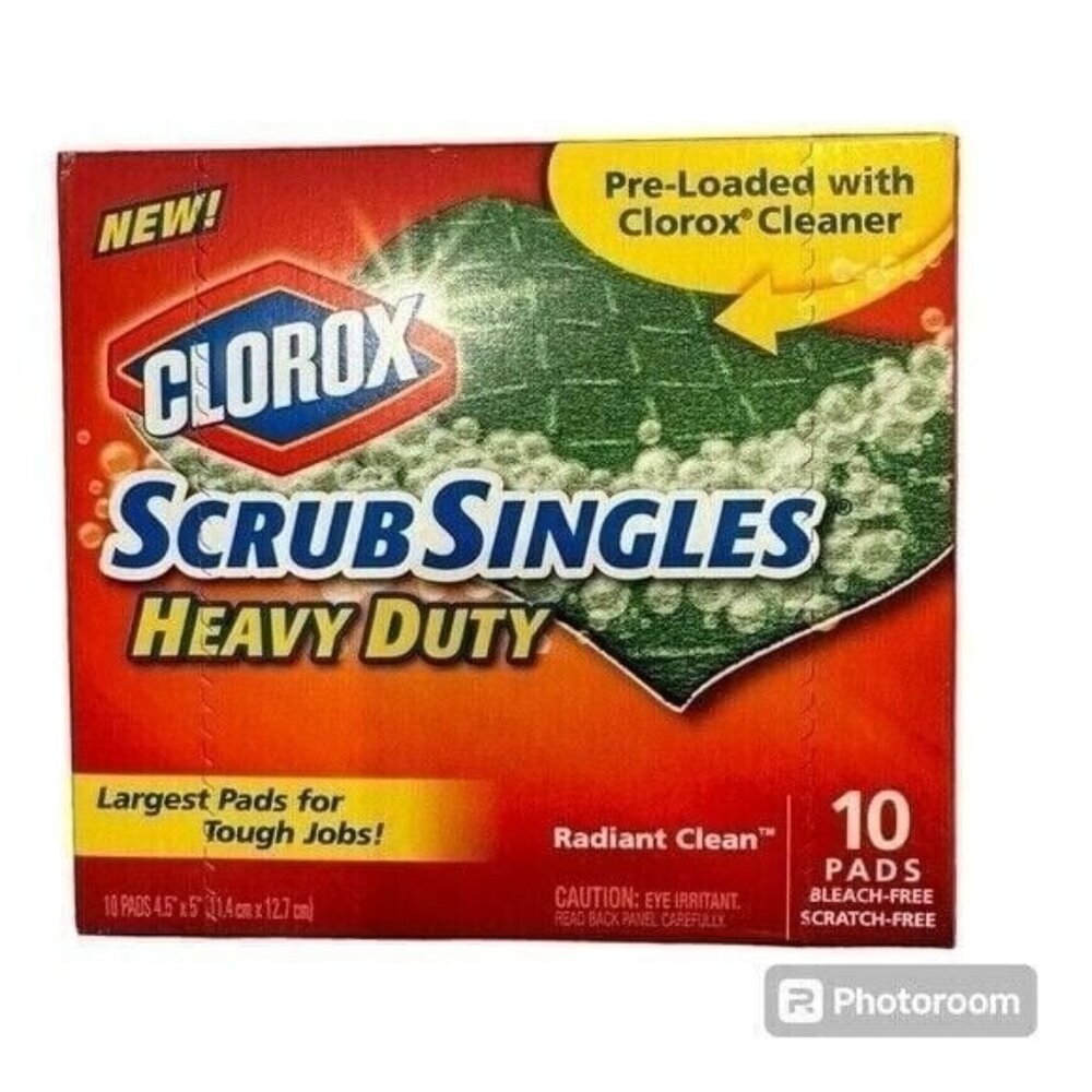 9 x Clorox Scrub Singles Heavy Duty Radiant Clean 10 Pads (90 total pads)